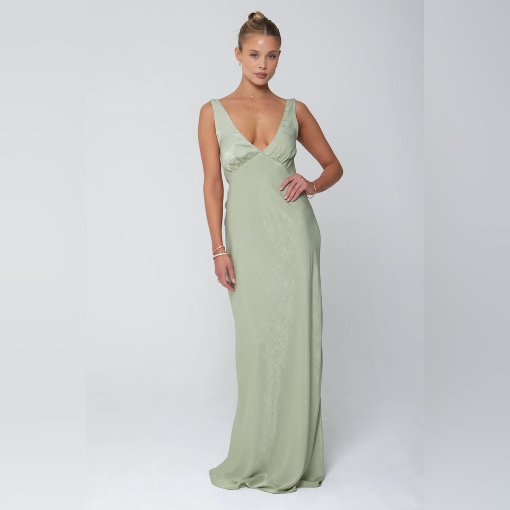 Green Sage Bridesmaid Wedding Guest Maxi Dress